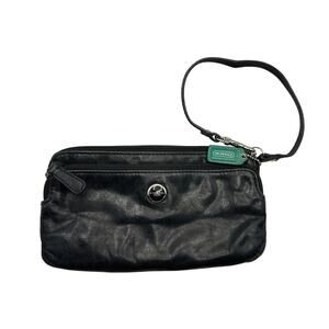 Coach Vintage Leather Double Zip Wallet Wristlet Stripe